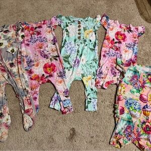 Posh Peanut Floral Kids Pajamas - Pink, Green, Gray